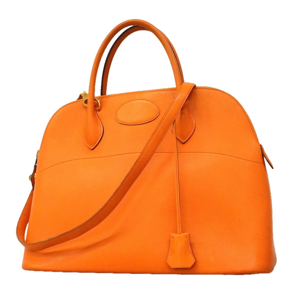 Hermes Bolide 35 Handbag, Veau Gulliver Leather, Orange, with "V" stamp, 2-wa...